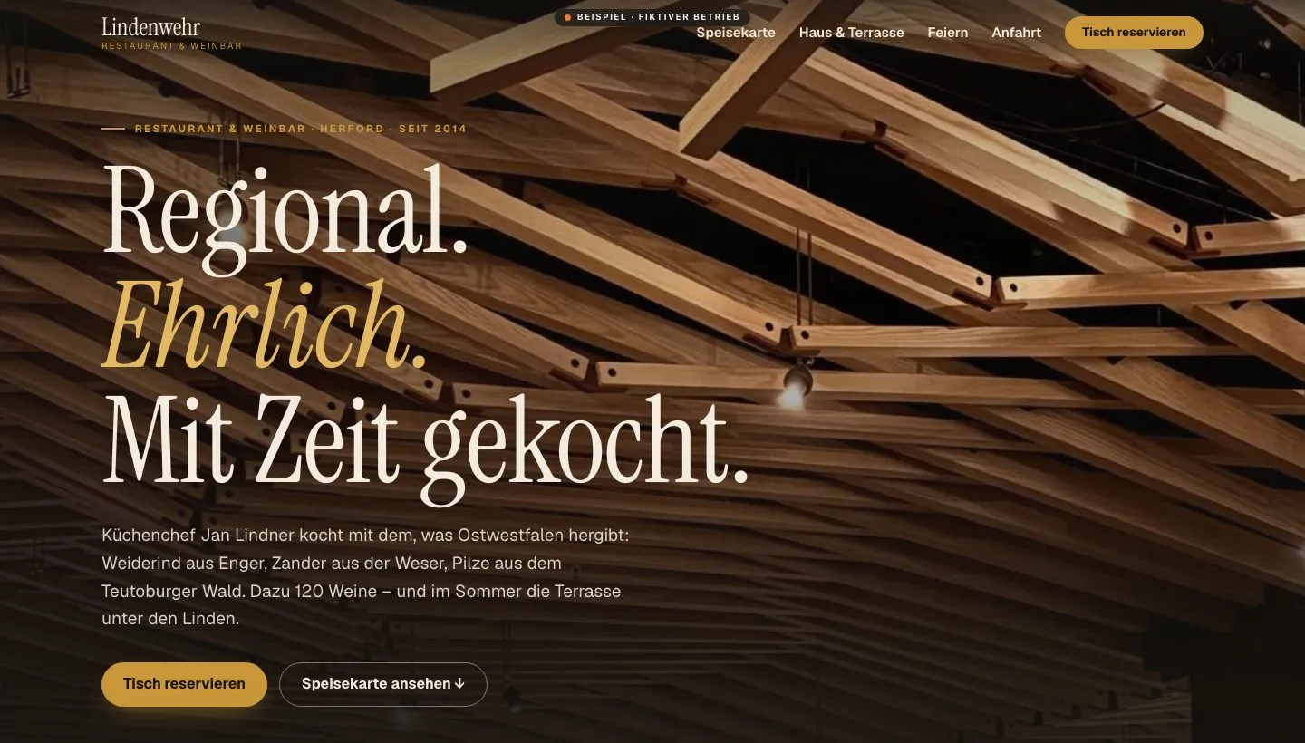 Beispiel-Website Lindenwehr (Restaurant)