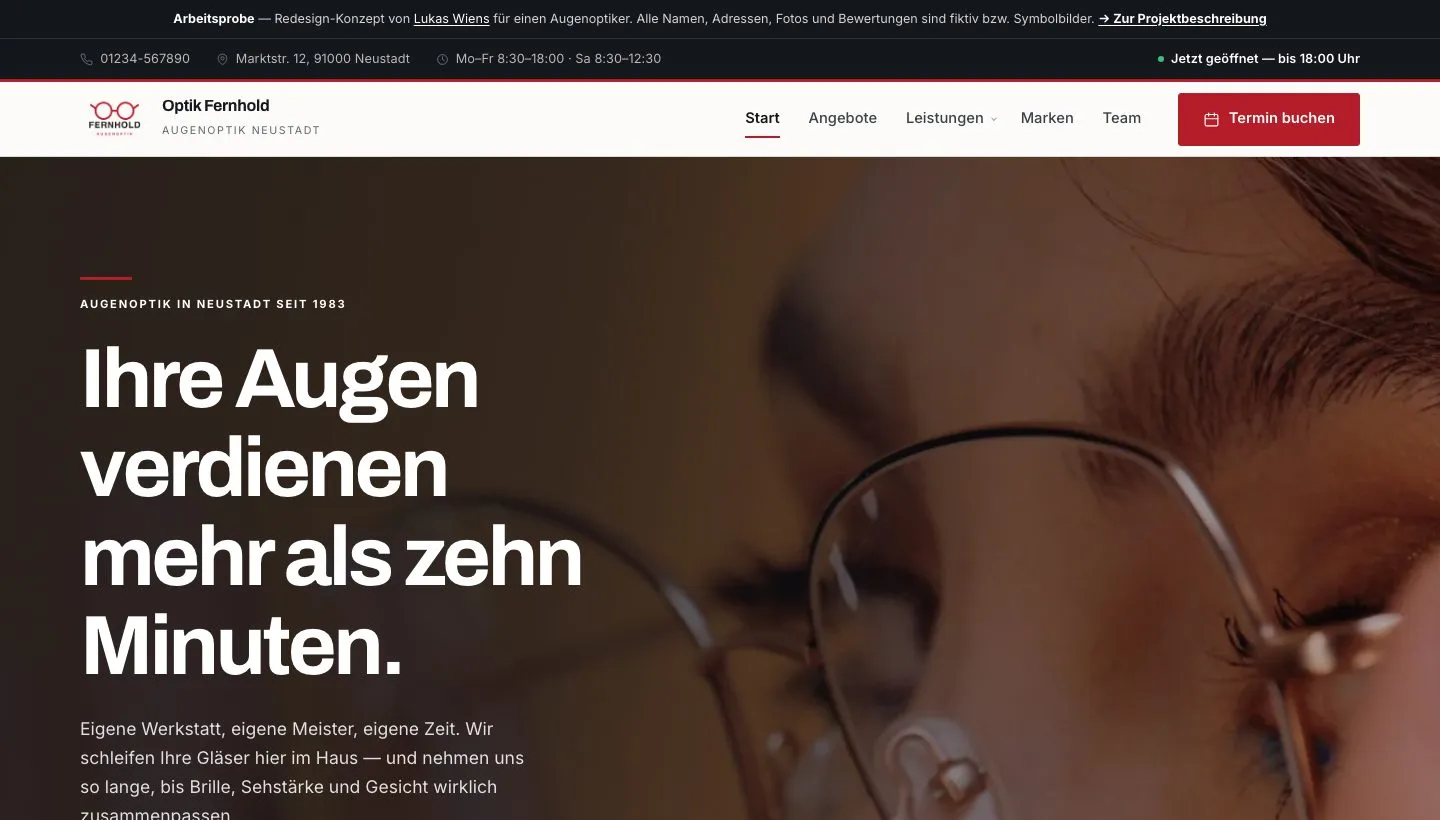 Beispiel-Website Optik Fernhold (Optiker)