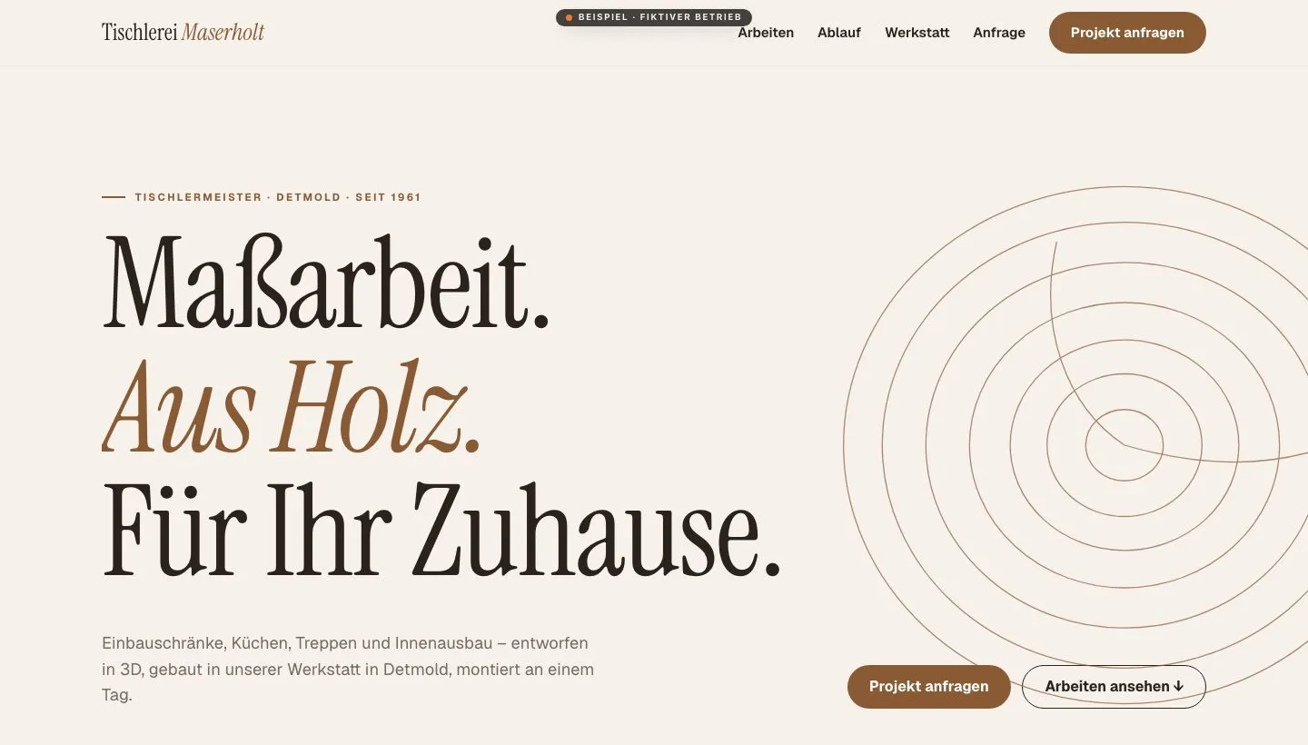 Beispiel-Website Tischlerei Maserholt (Tischler)